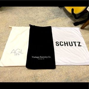 Bundle of 3 Shoe Designer Dust Bags In Various Colors & Sizes